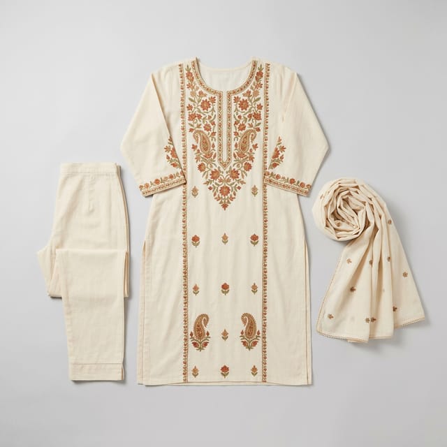 Women's Embroidered Cotton Kurta Set
