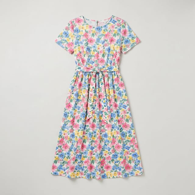 Women's Floral Print Cotton Midi Dress