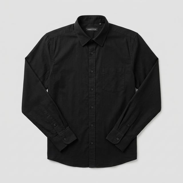 Men's Black Cotton Casual Shirt