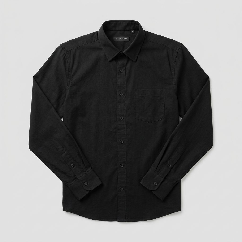 Men's Black Cotton Casual Shirt