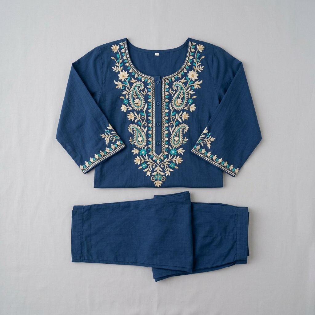 Women's Embroidered Cotton Kurta Set