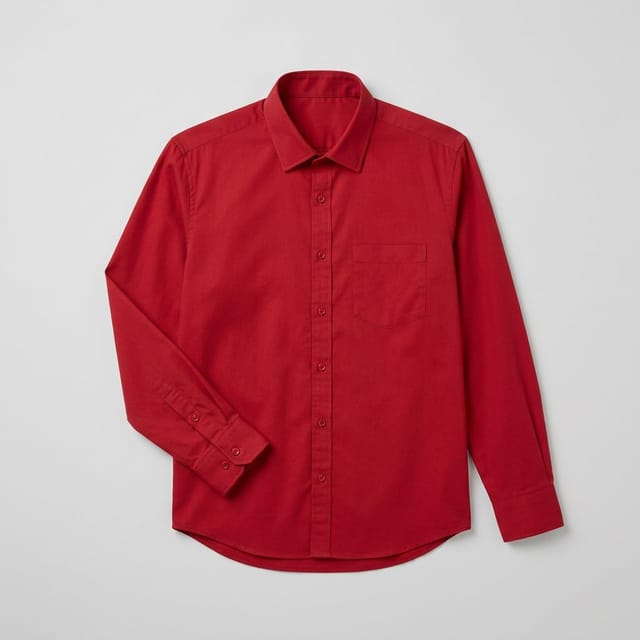 Men's Solid Red Cotton Casual Shirt