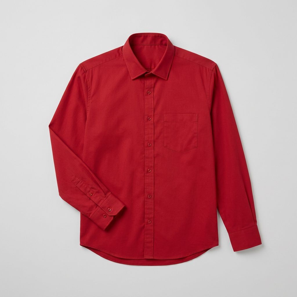Men's Solid Red Cotton Casual Shirt